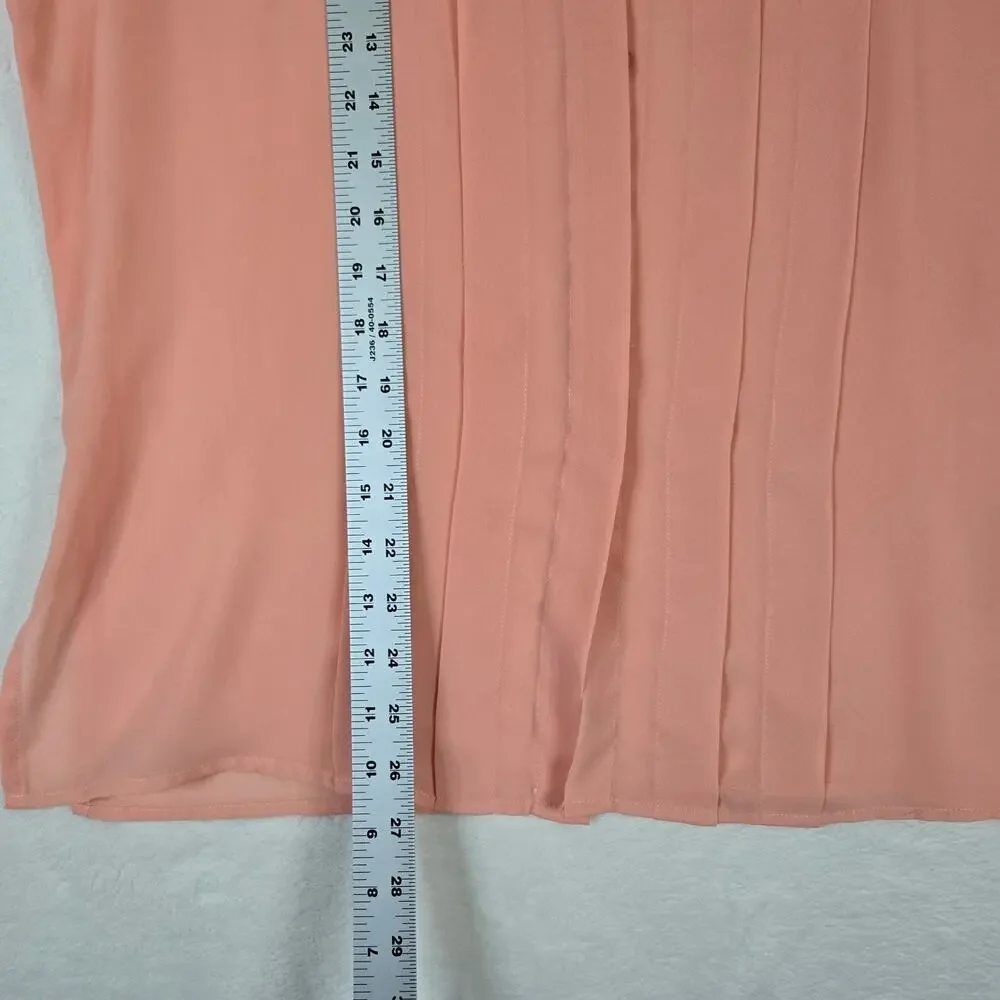 Diane Von Furstenberg Peach Blouse Womens Size 12 Top Flowy Button Up 0839 - Picture 7 of 8